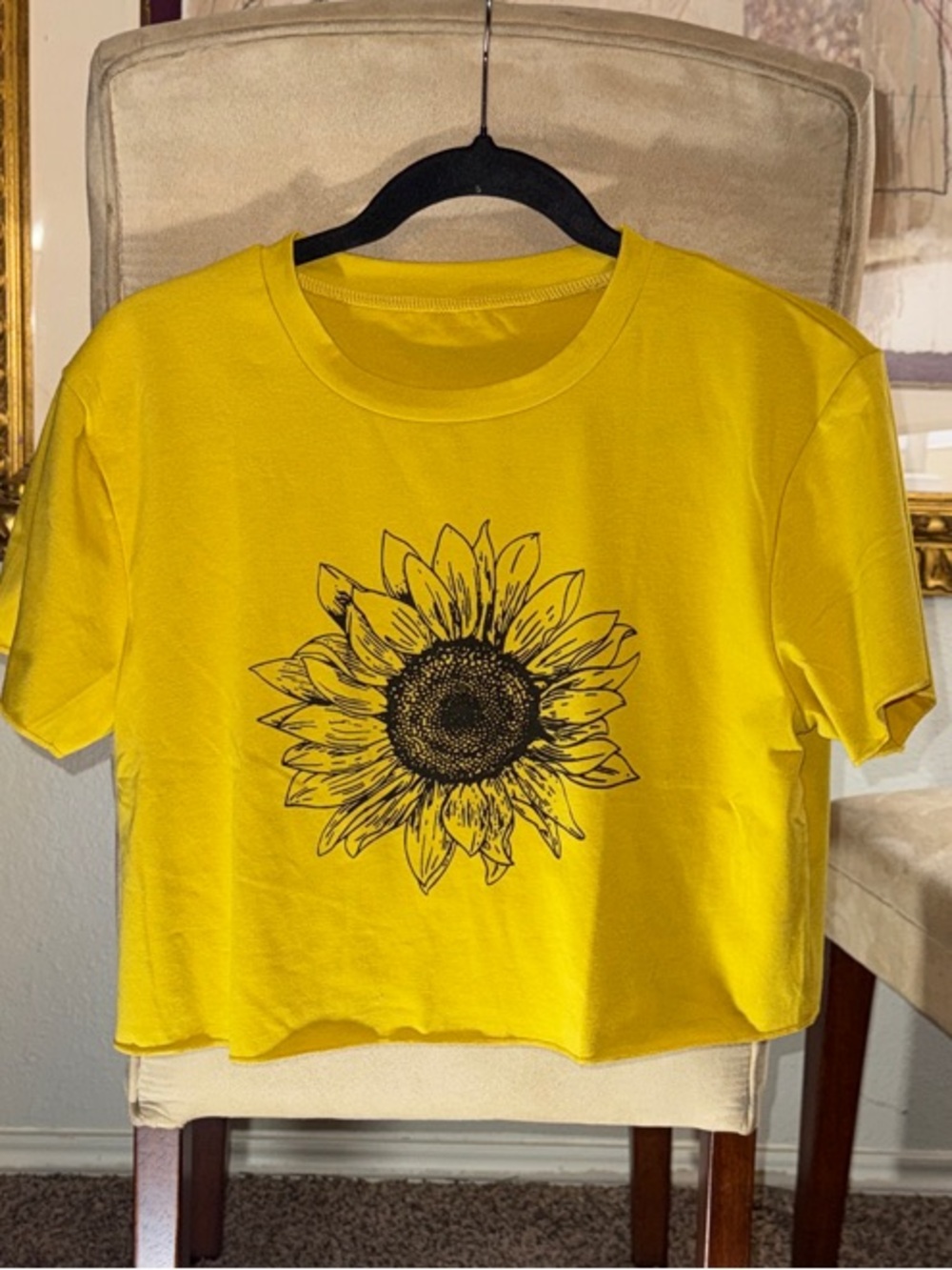 Sunflower Graphic Crop Top - Yellow